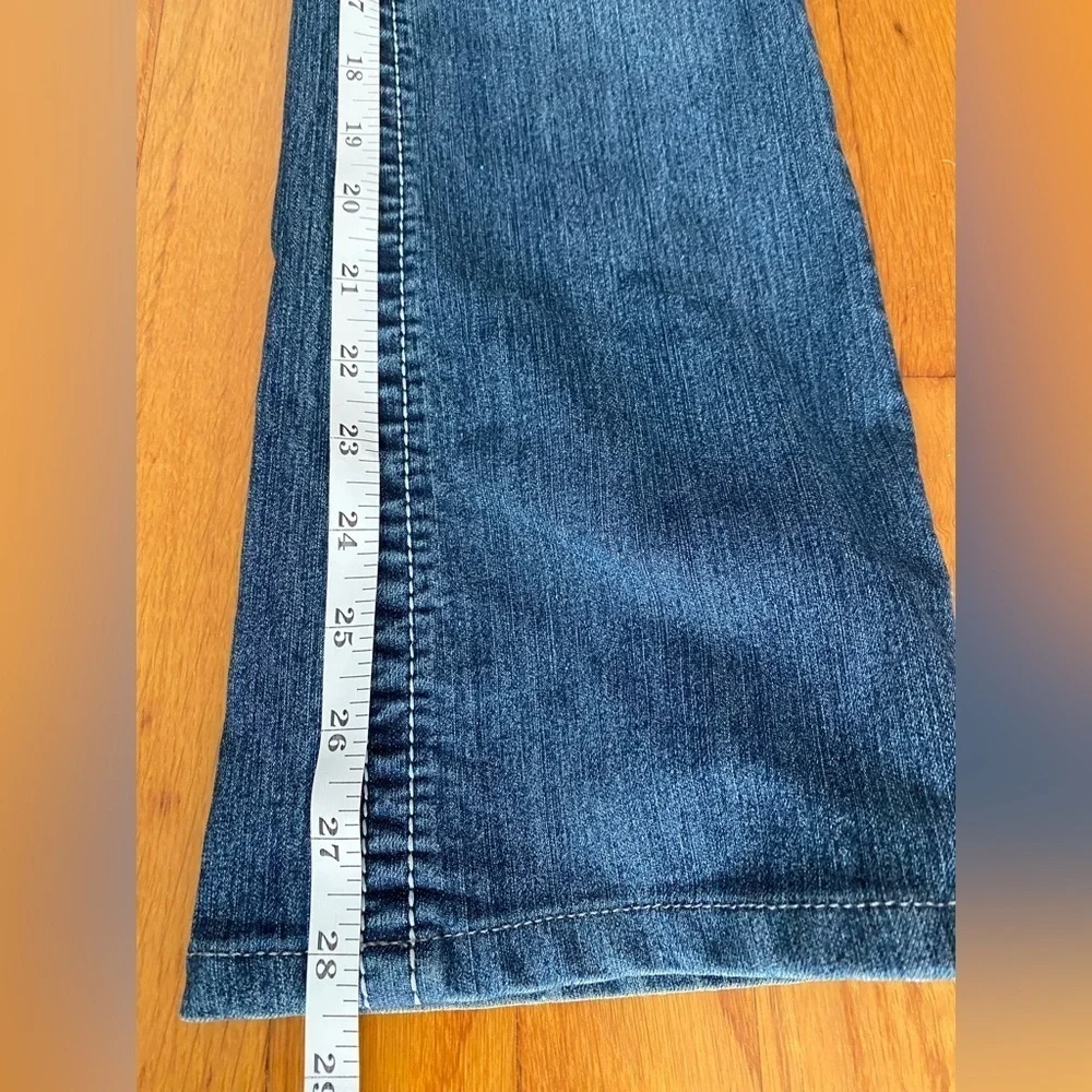VGS Jeans Womens Size 10 Slim Boot Flap Pockets Thick Stitch Blue Denim